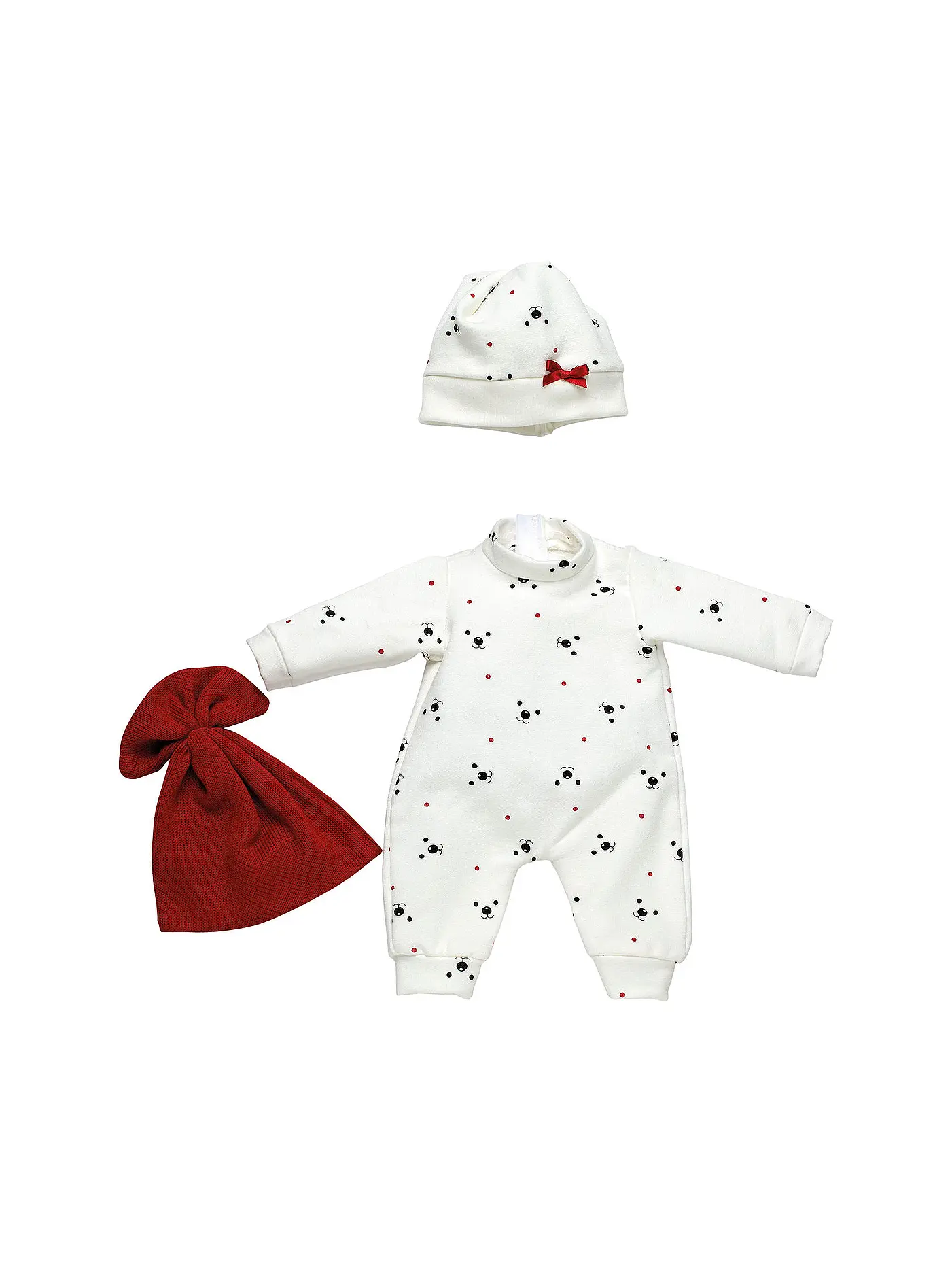 LLORENS | Puppen Pyjamaset mit Mütze und Kuscheltuch 35-38cm | 